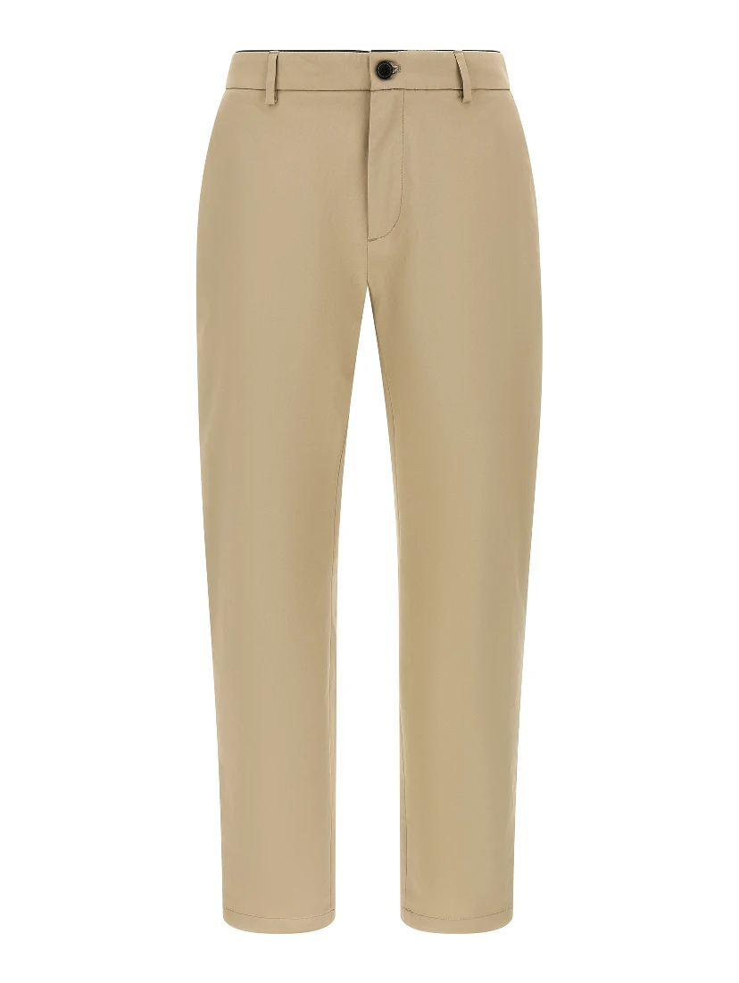 Beige Cotton Cropped Pants