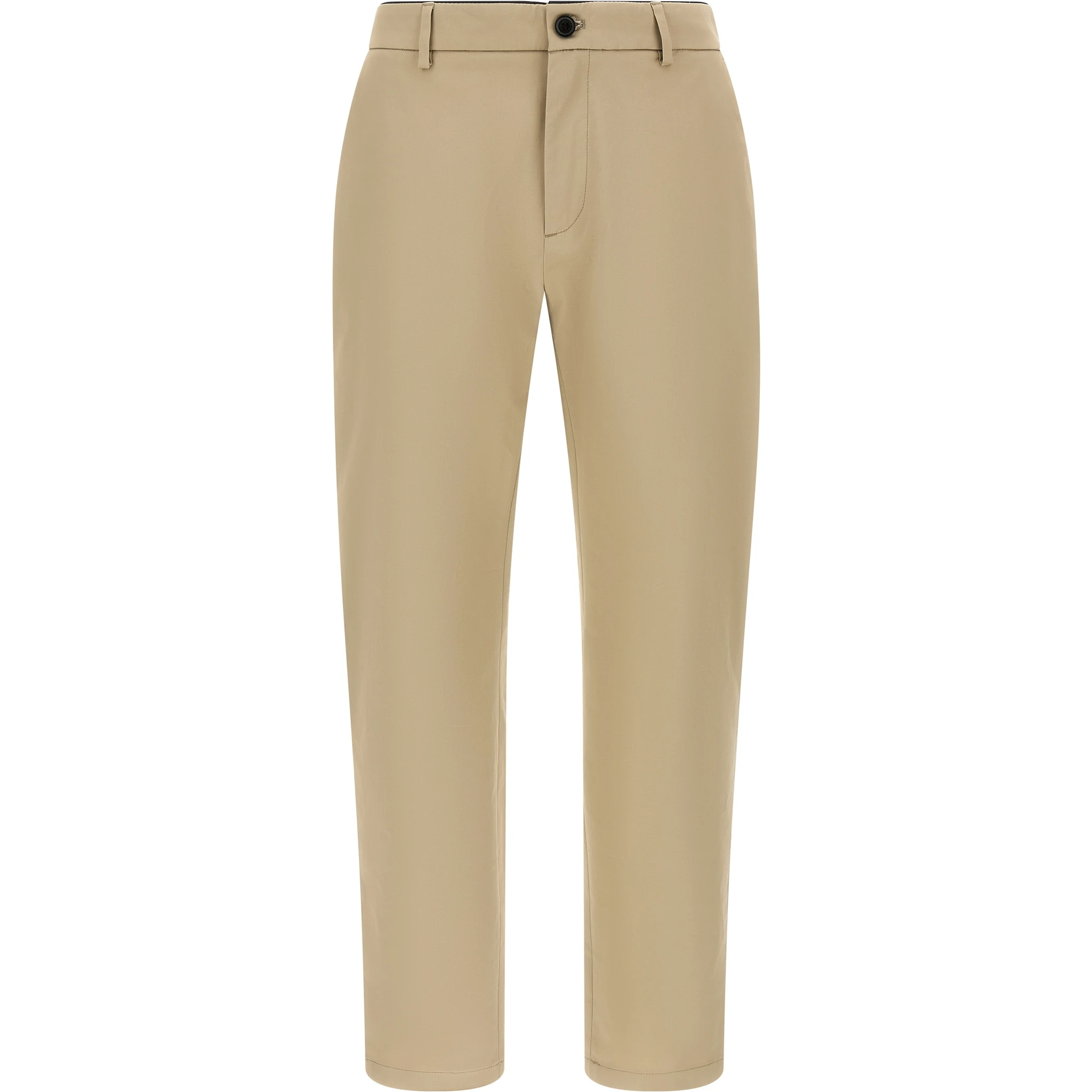 Beige Cotton Cropped Pants