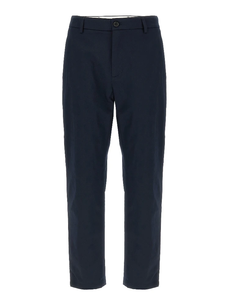 Blue Cotton Casual Pants