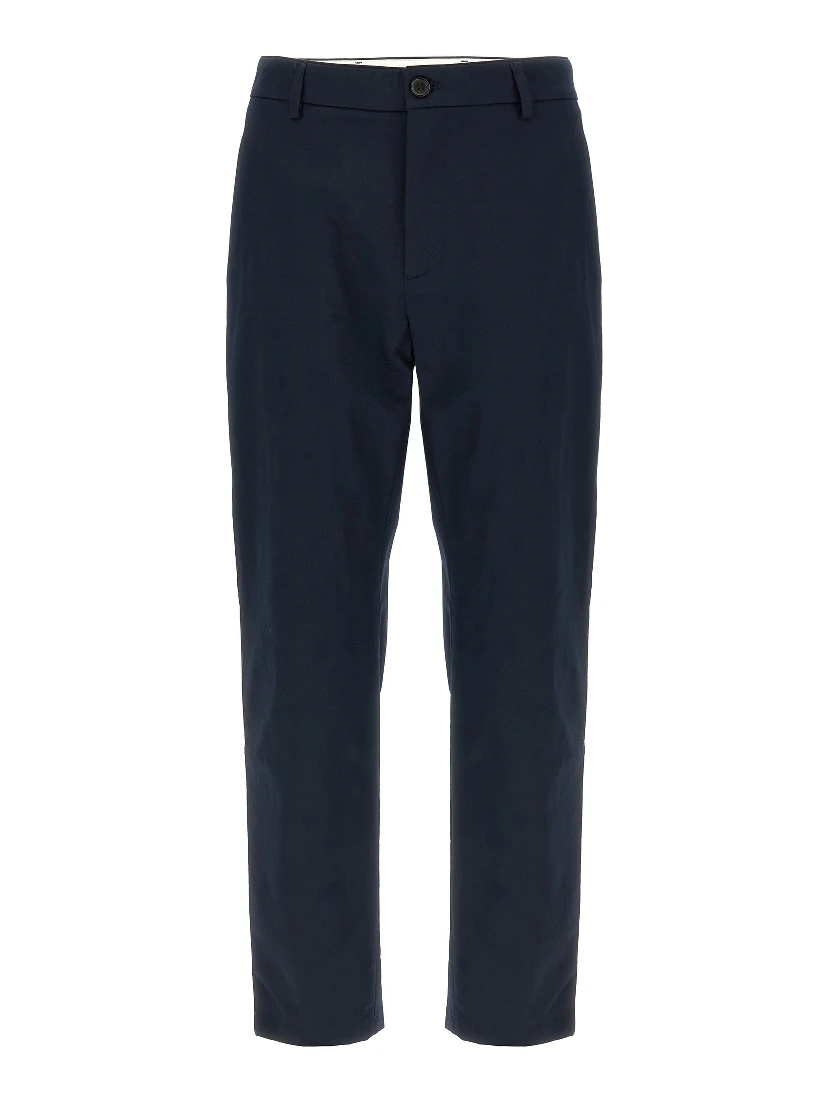 Blue Cotton Casual Pants