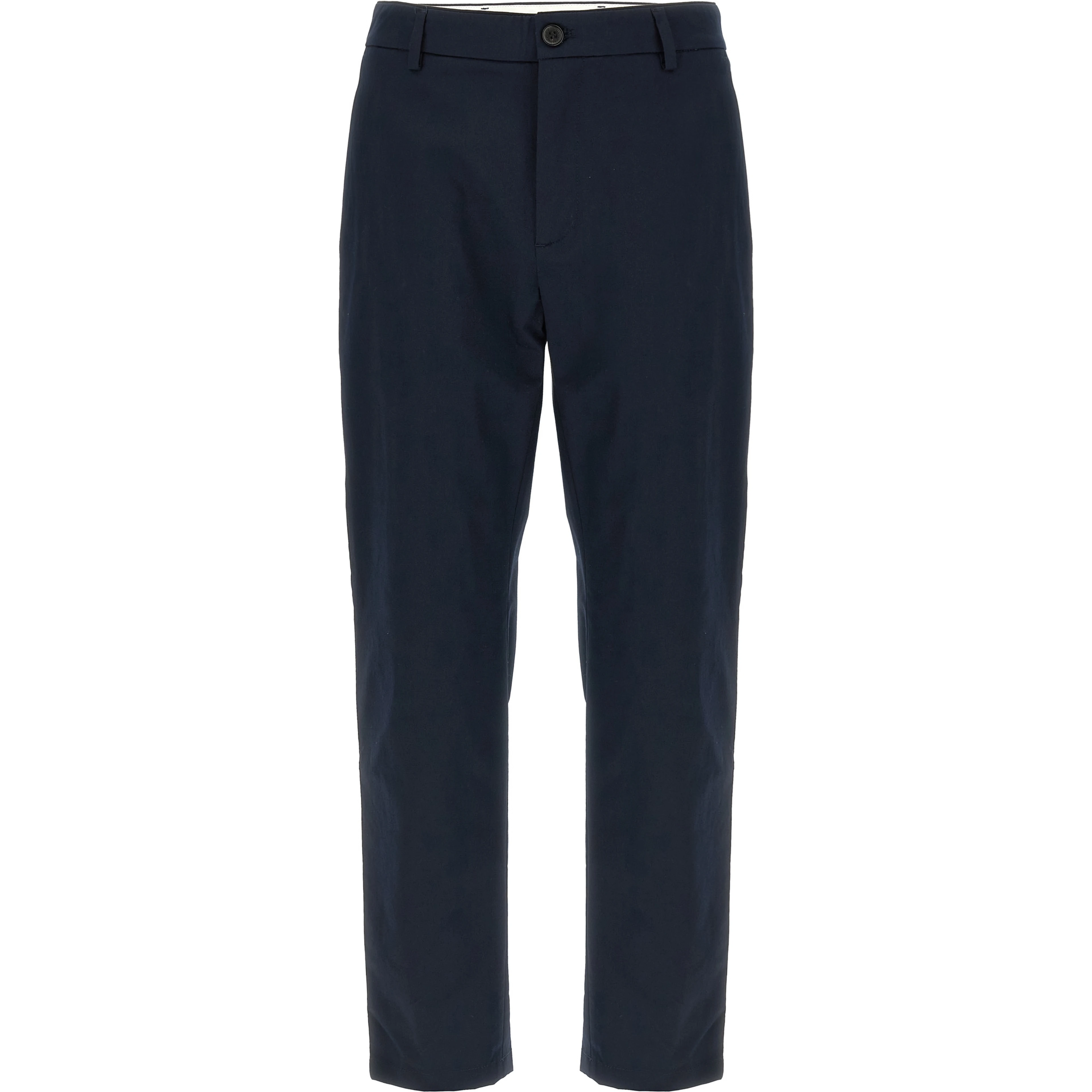 Blue Cotton Casual Pants