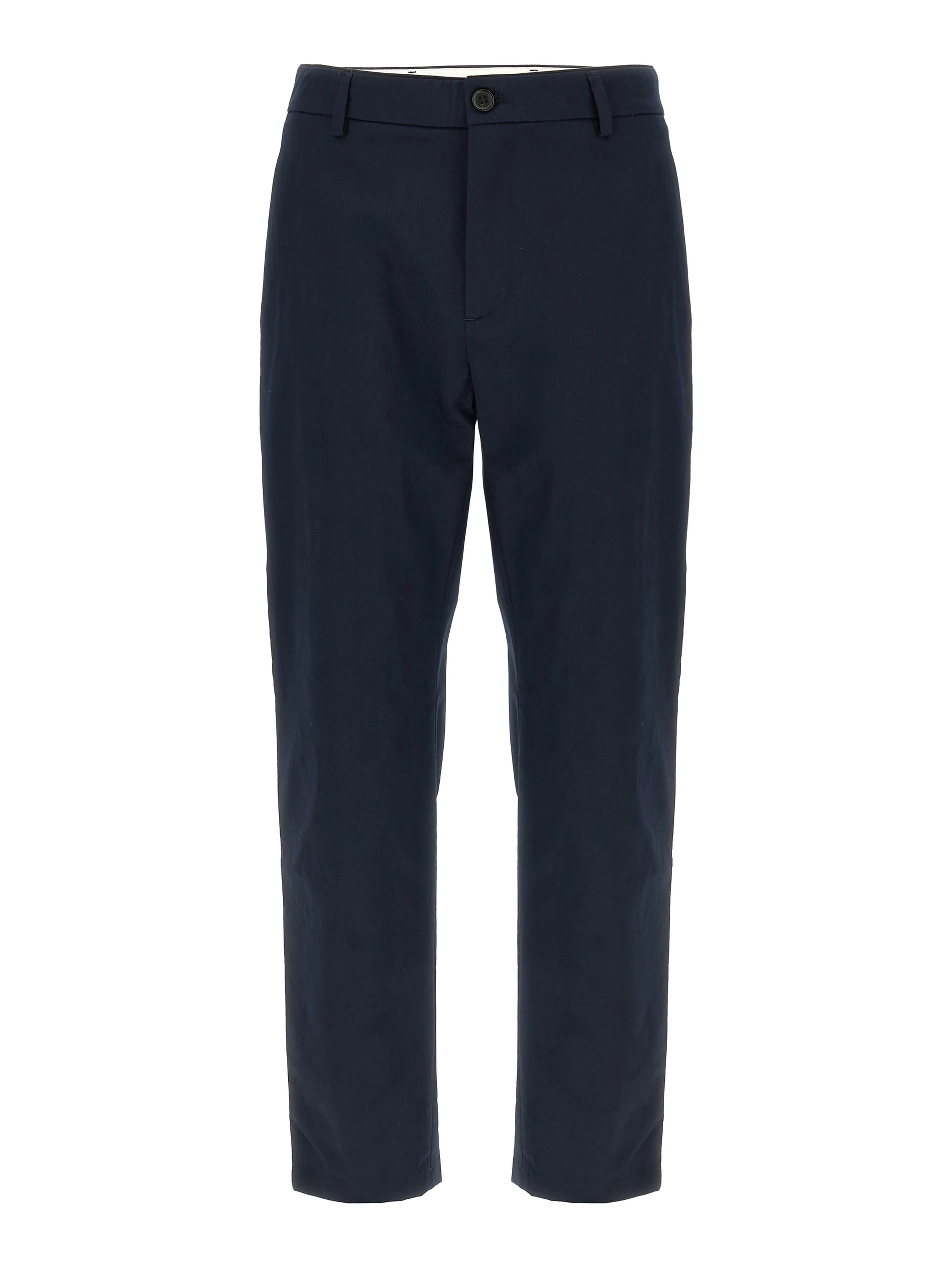 Blue Cotton Casual Pants