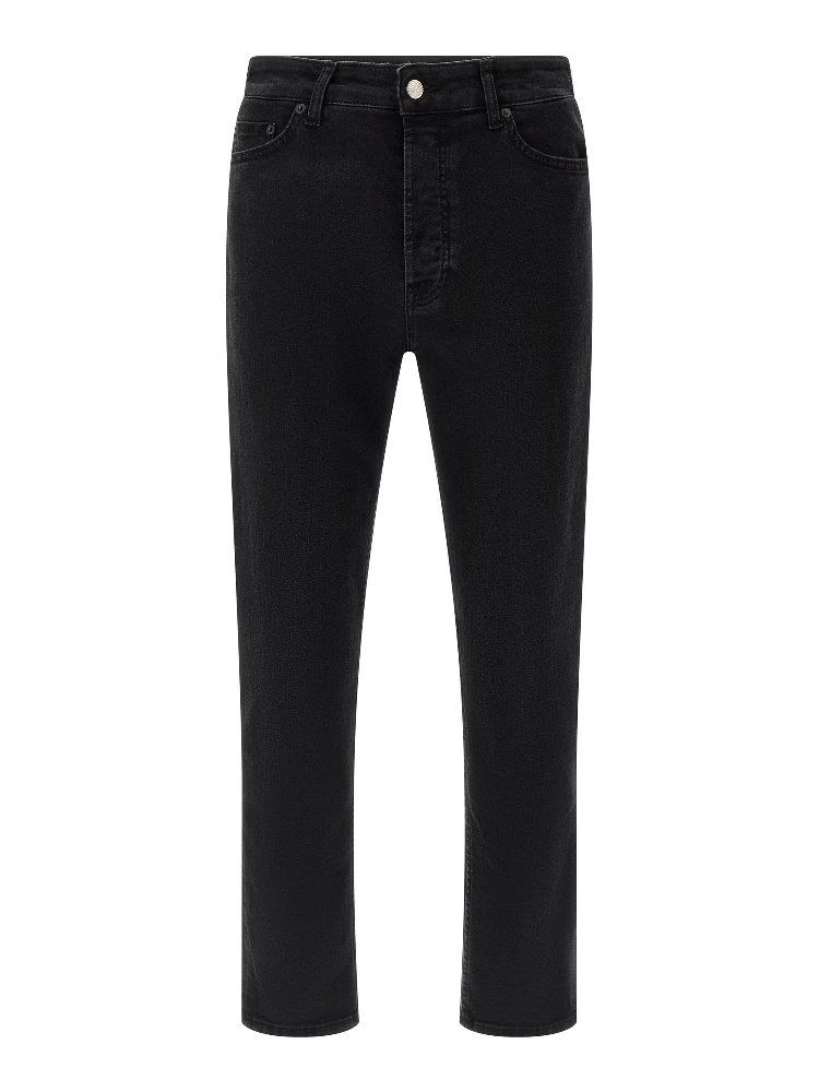 Black Cotton Cropped Jeans