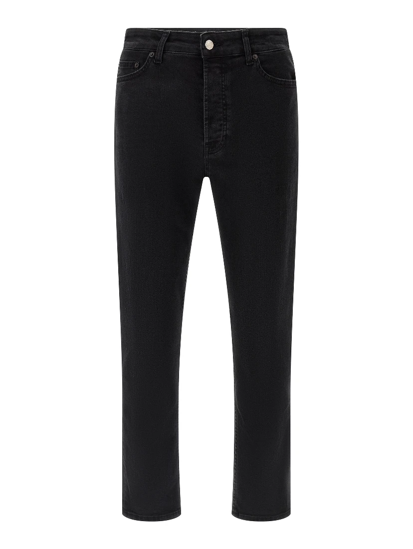 Black Cotton Cropped Jeans
