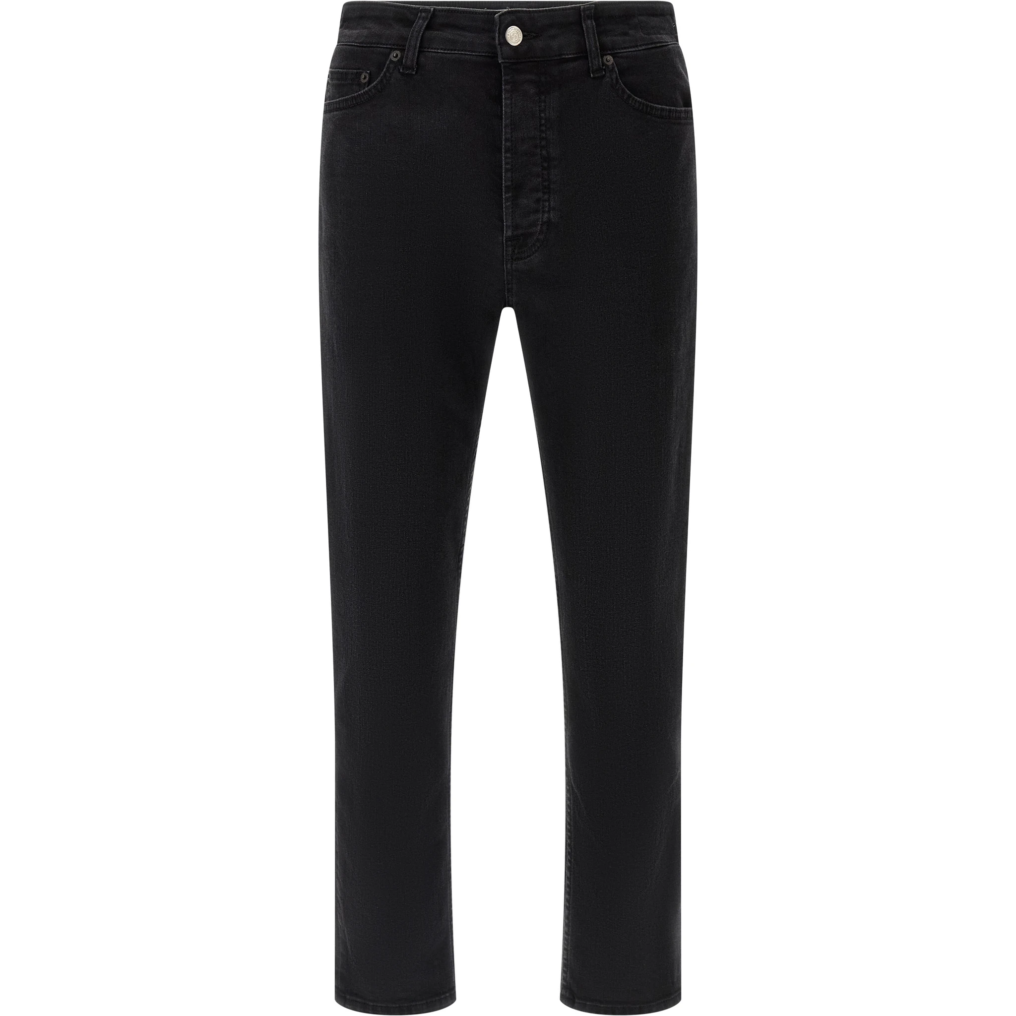 Black Cotton Cropped Jeans
