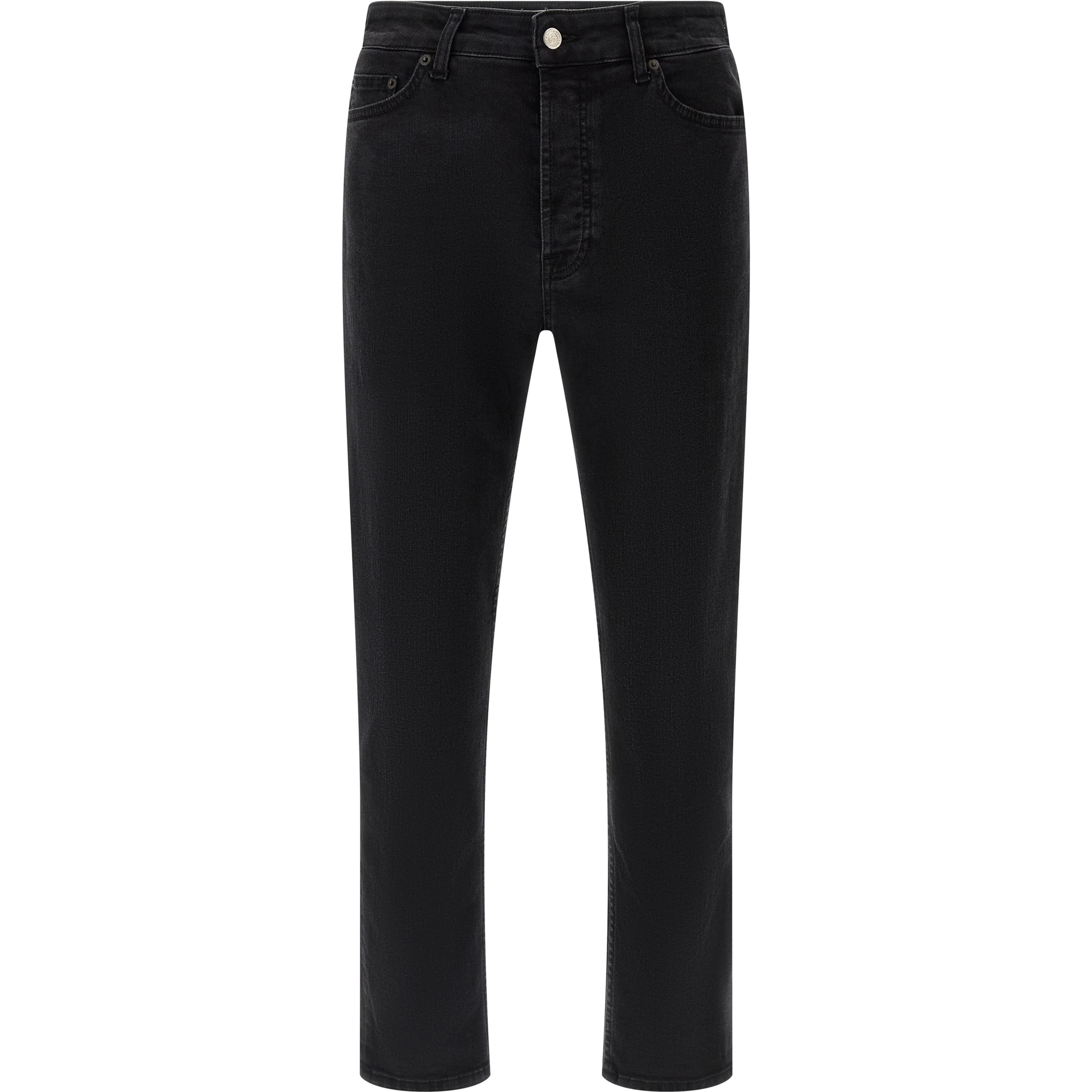 Black Cotton Cropped Jeans