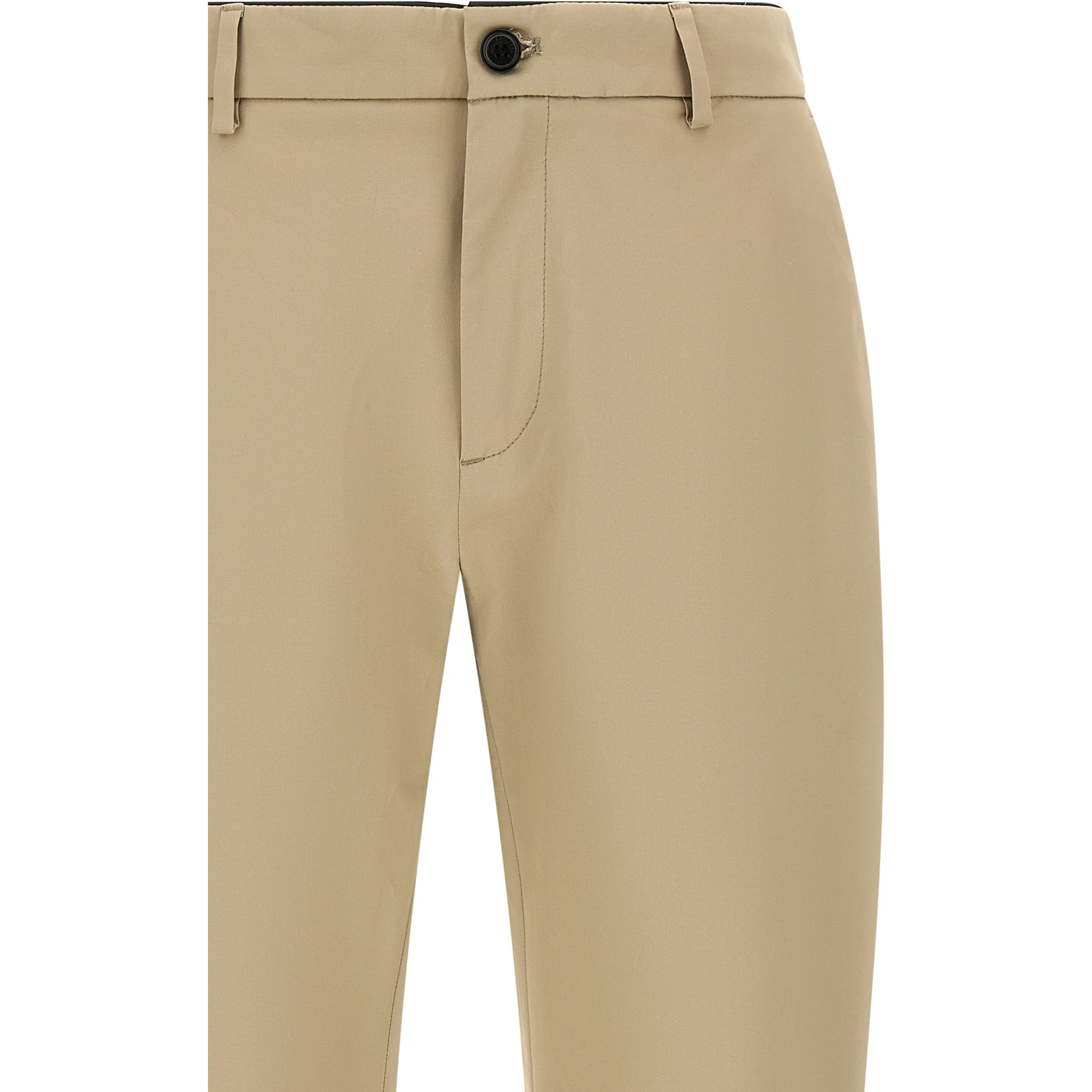 Beige Cotton Cropped Pants