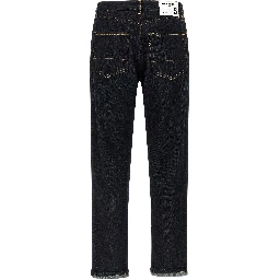 Blue Cotton Straight-Leg Jeans