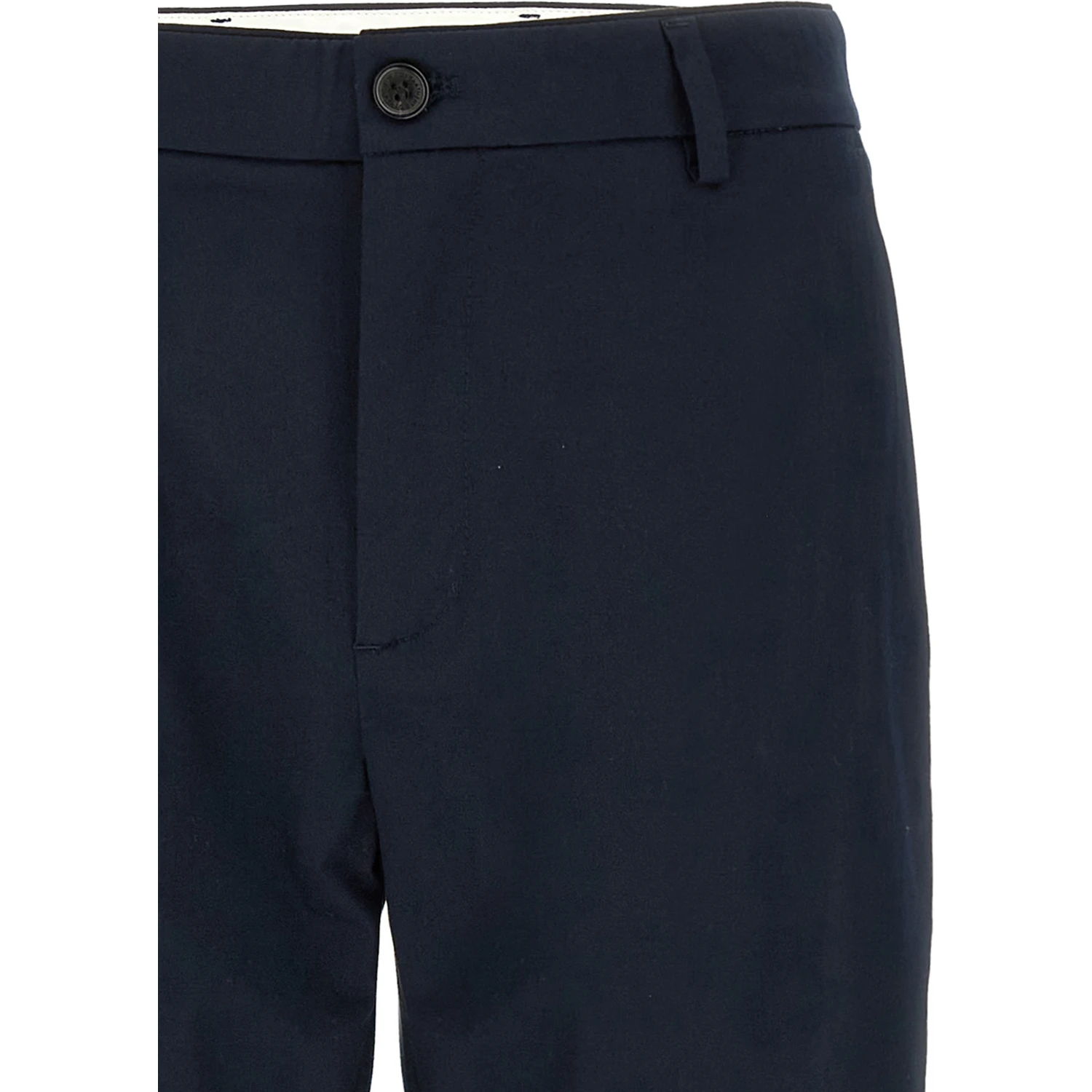 Blue Cotton Casual Pants