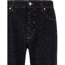 Blue Cotton Straight-Leg Jeans