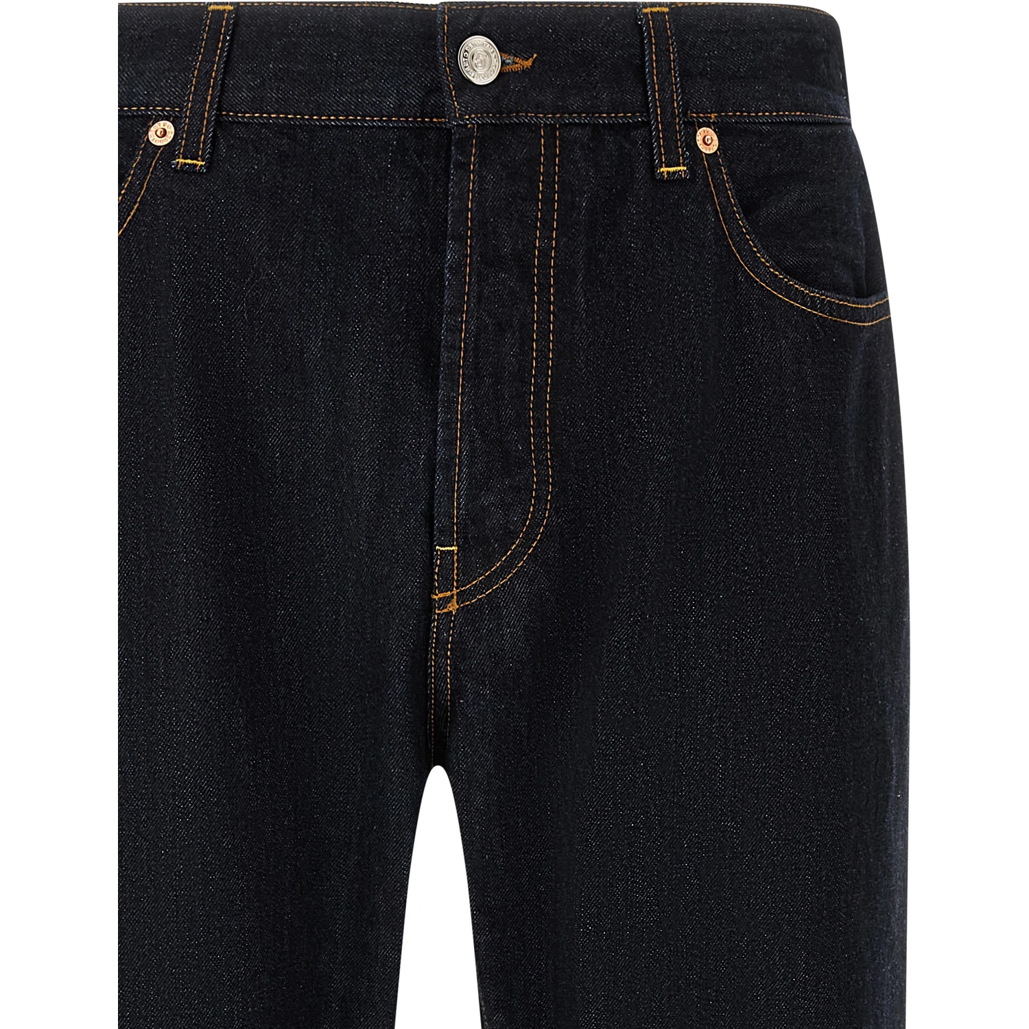 Blue Cotton Straight-Leg Jeans