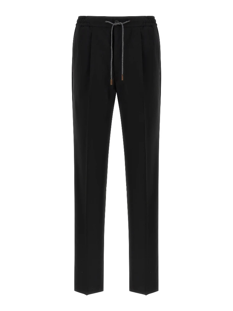 Black Virgin Wool Casual Pants