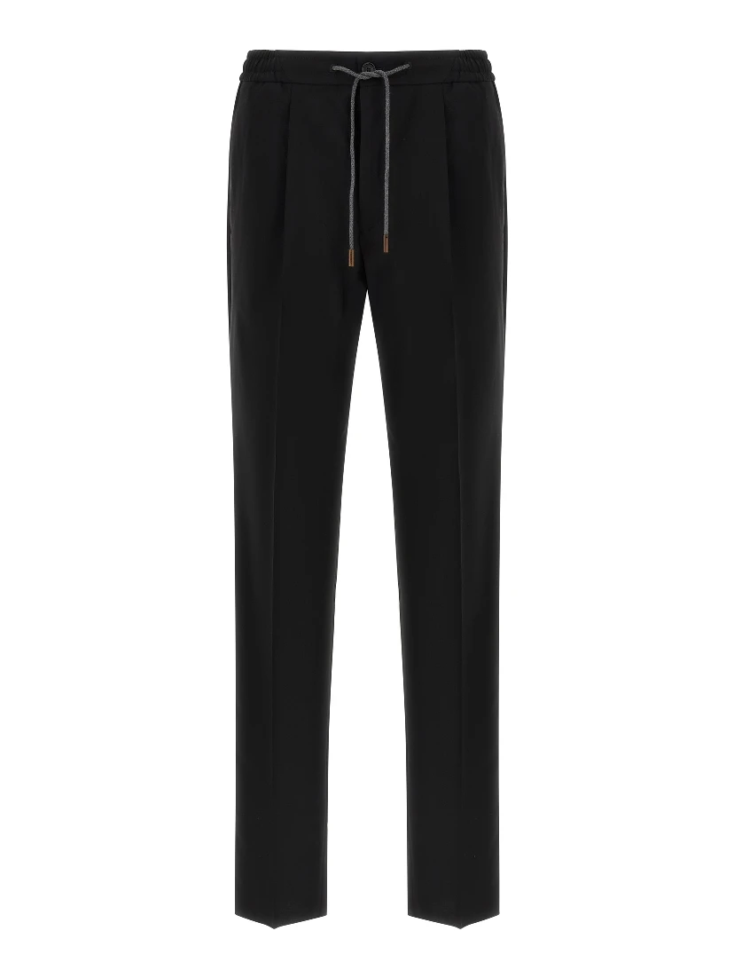 Black Virgin Wool Casual Pants