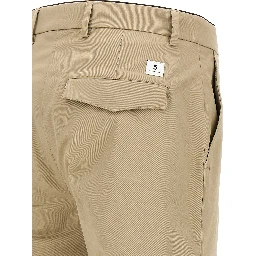 Beige Cotton Cropped Pants
