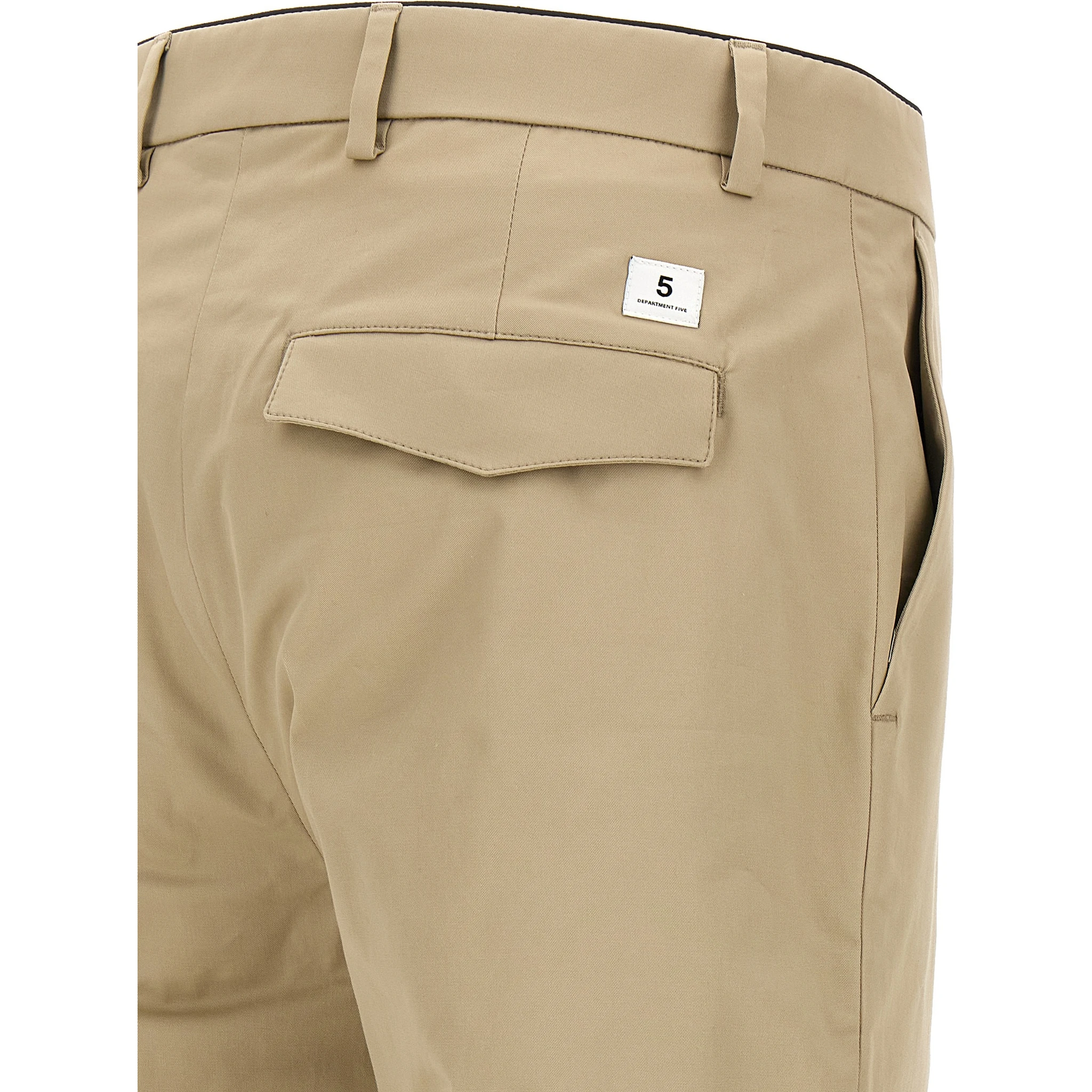 Beige Cotton Cropped Pants