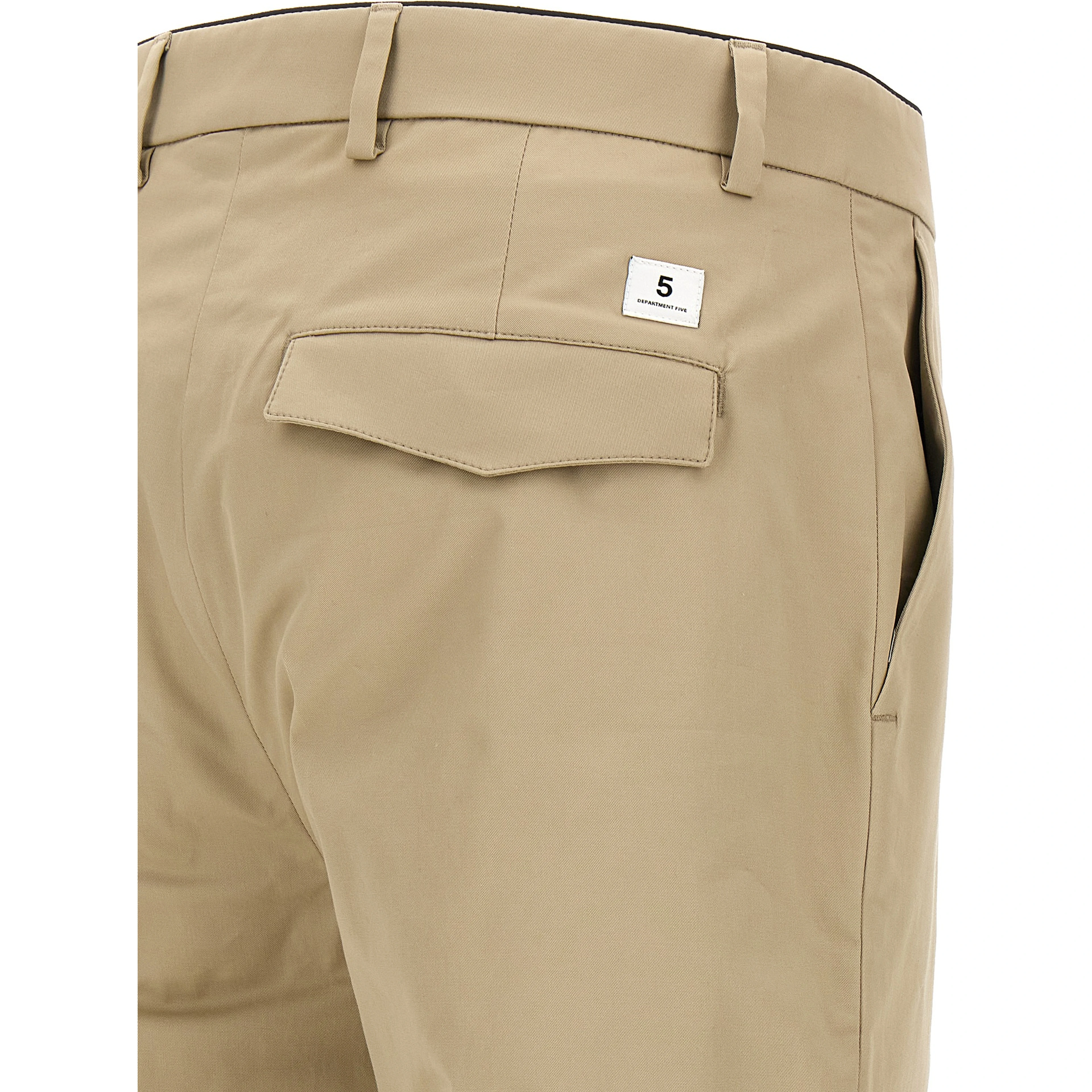 Beige Cotton Cropped Pants