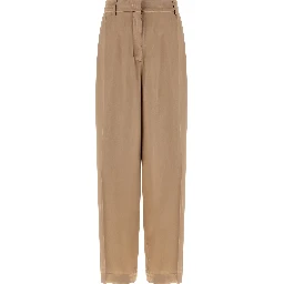 Beige Viscose Casual Pants