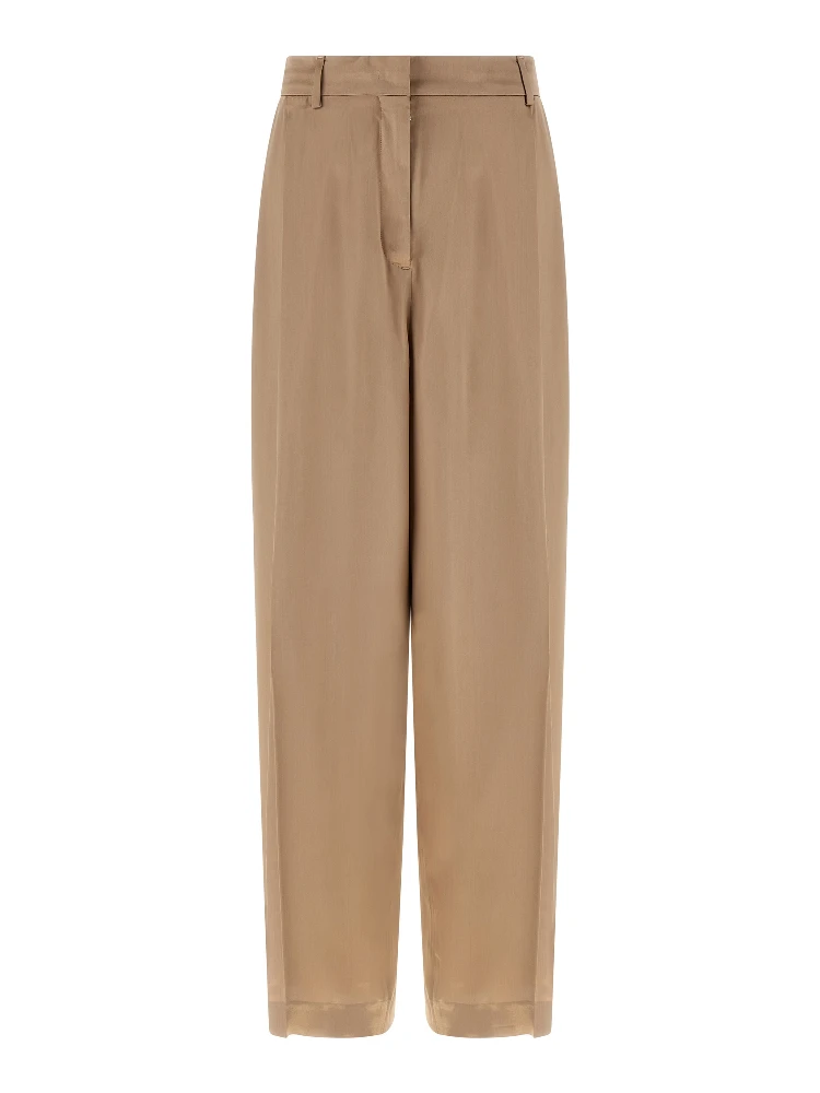Beige Viscose Casual Pants