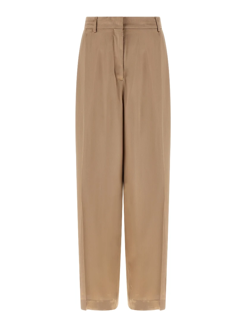 Beige Viscose Casual Pants