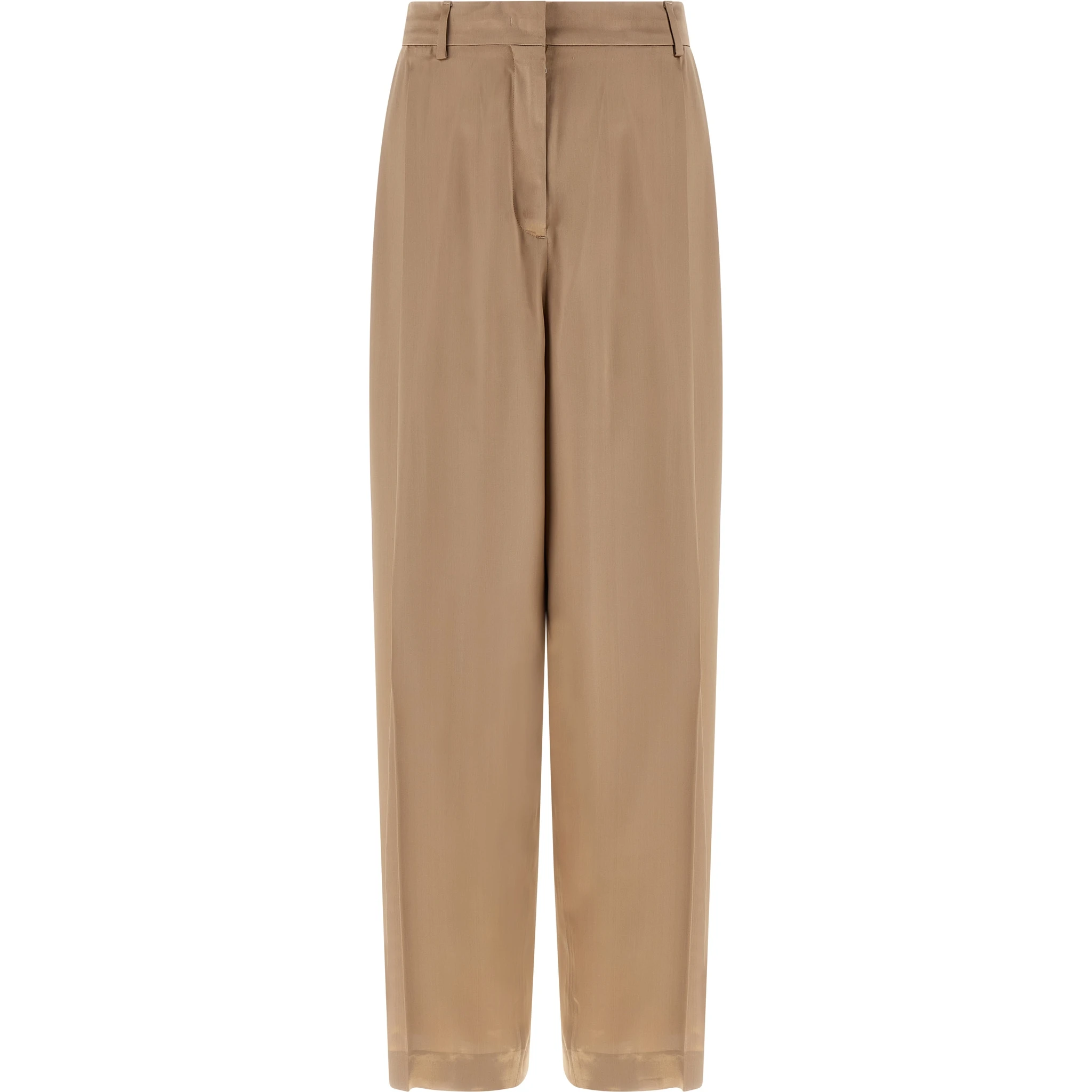 Beige Viscose Casual Pants