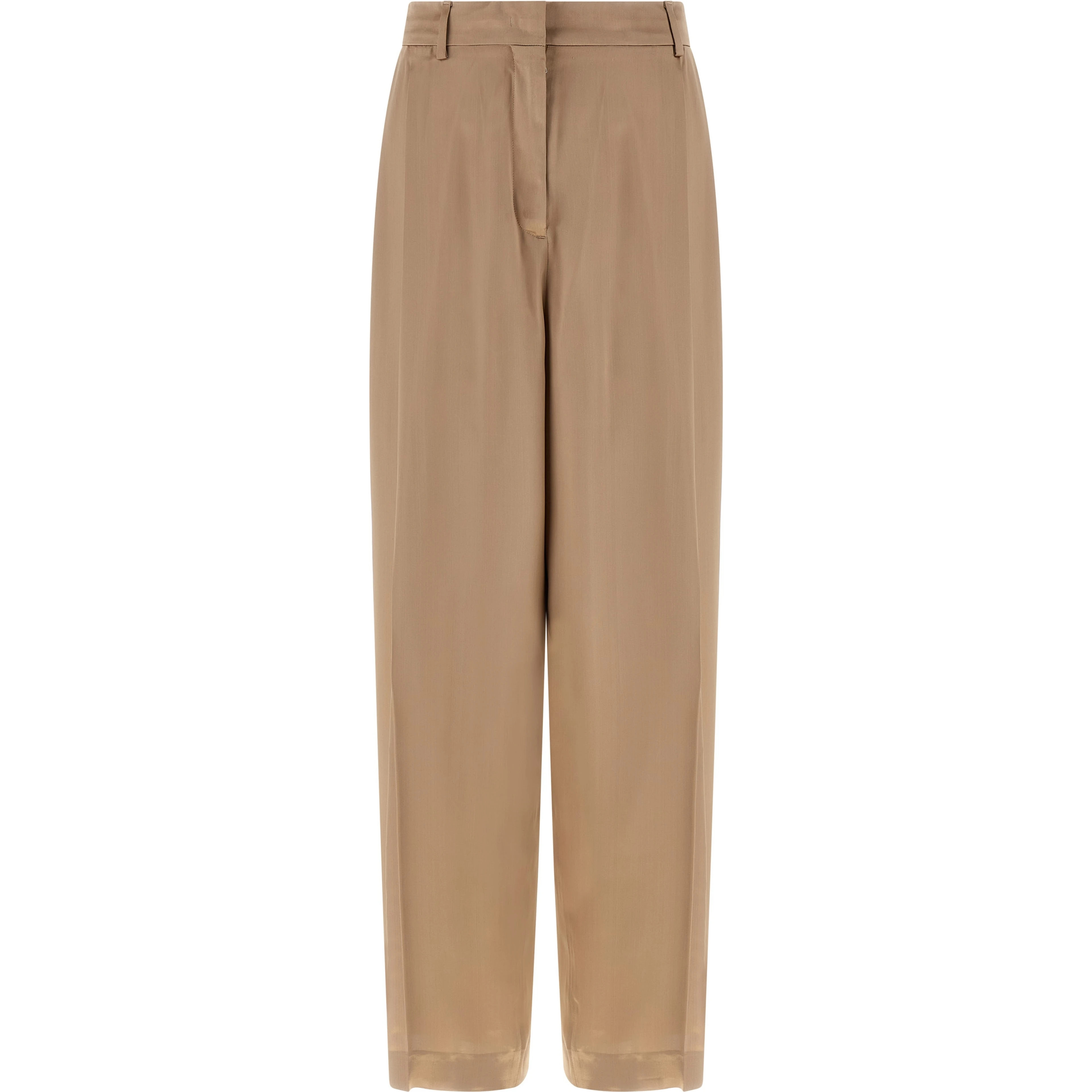 Beige Viscose Casual Pants