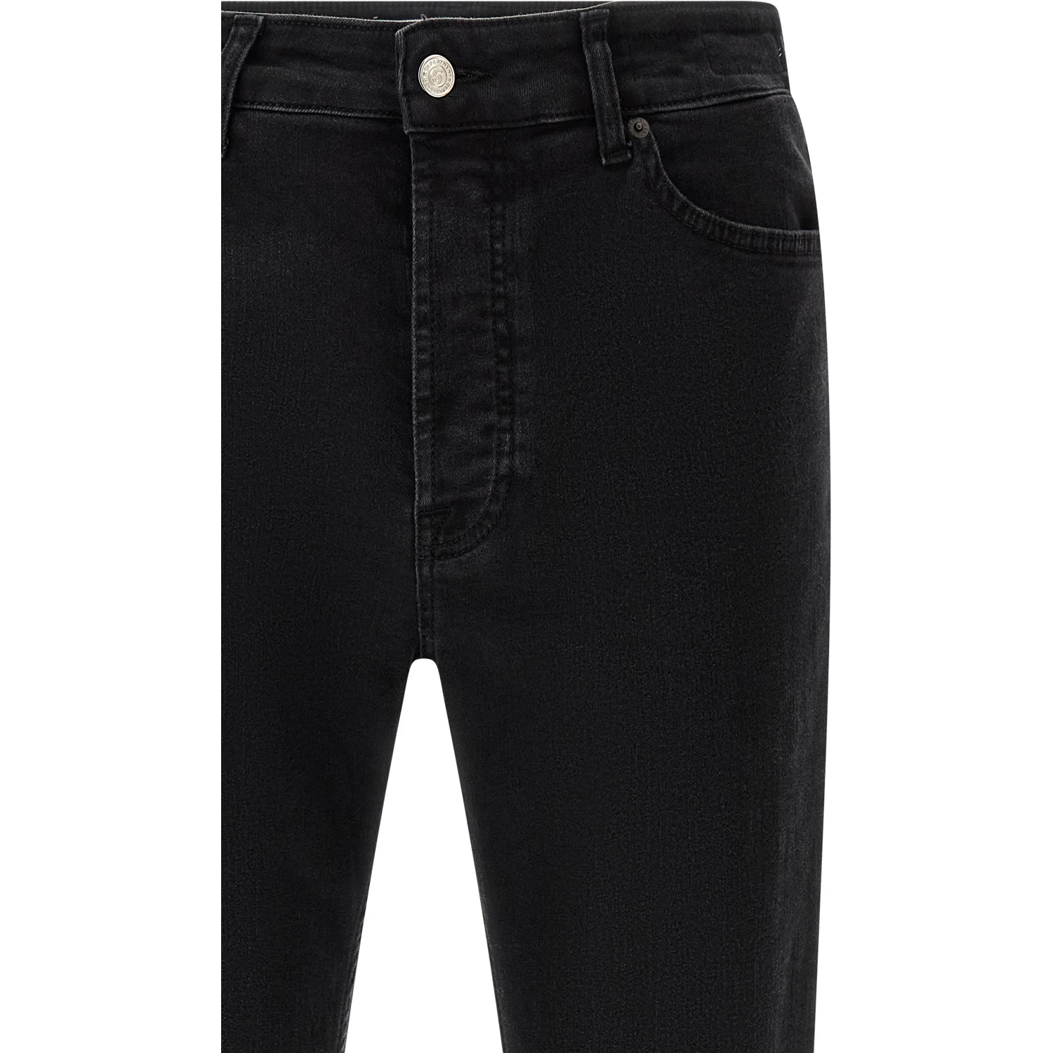 Black Cotton Cropped Jeans