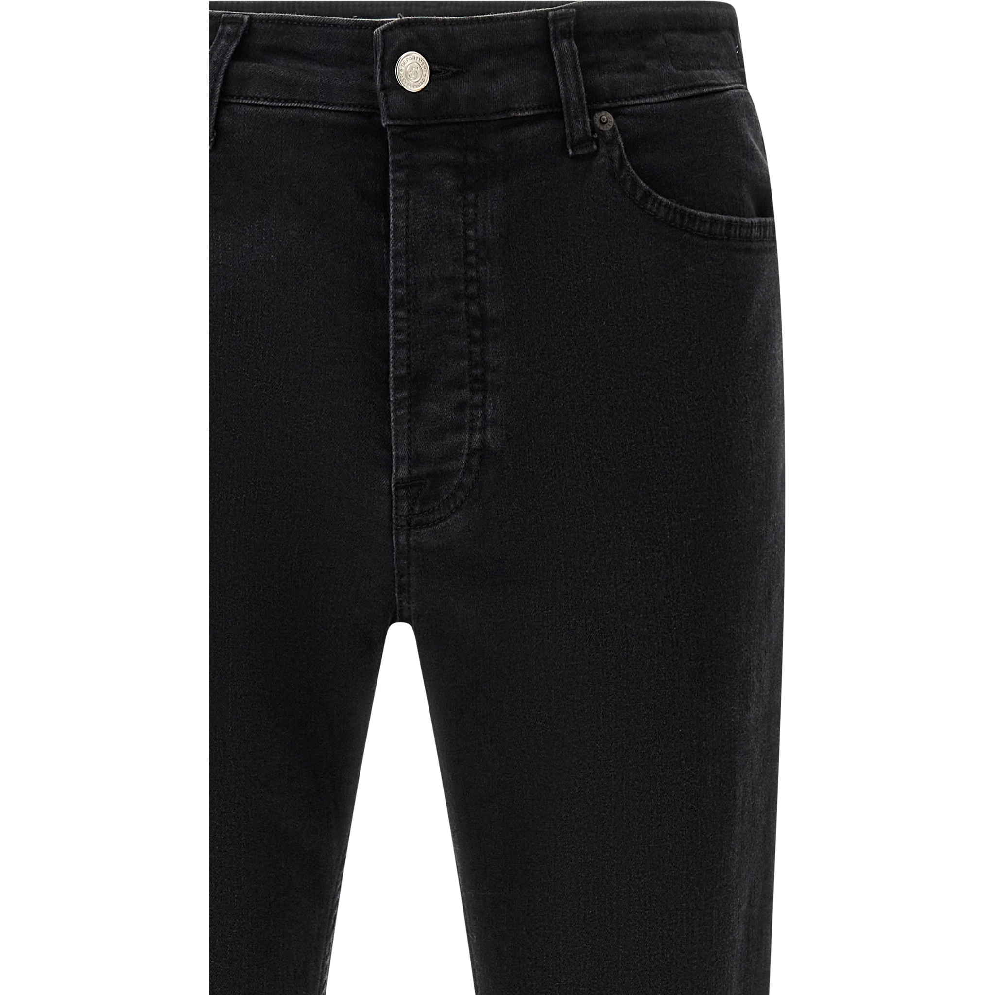 Black Cotton Cropped Jeans