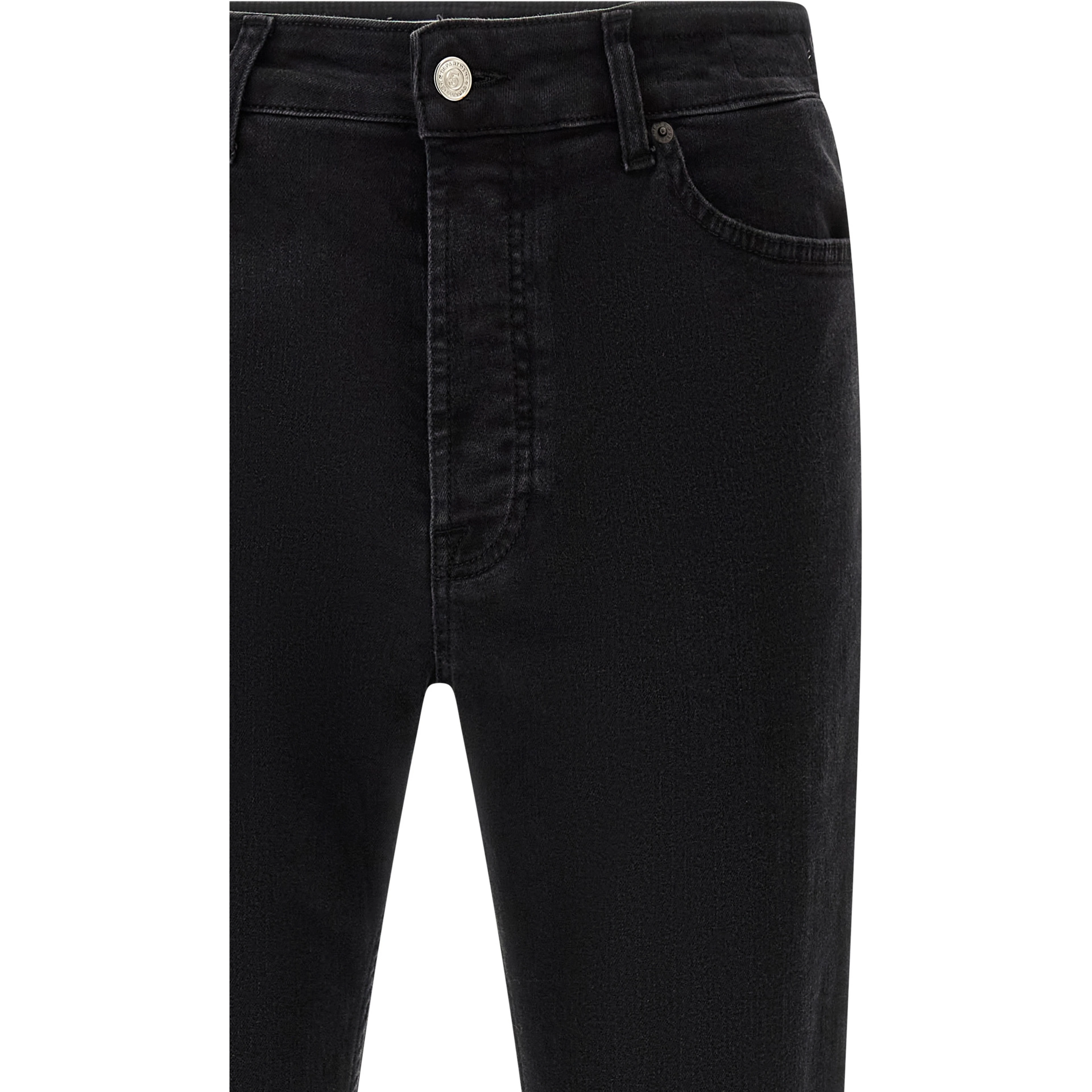 Black Cotton Cropped Jeans