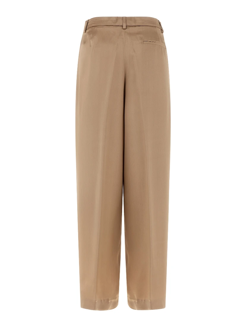 Beige Viscose Casual Pants