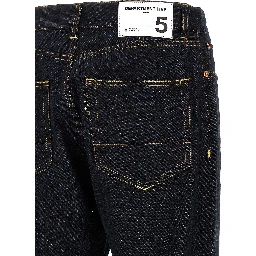 Blue Cotton Straight-Leg Jeans