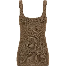 Brown Viscose Sleeveles T-Shirt