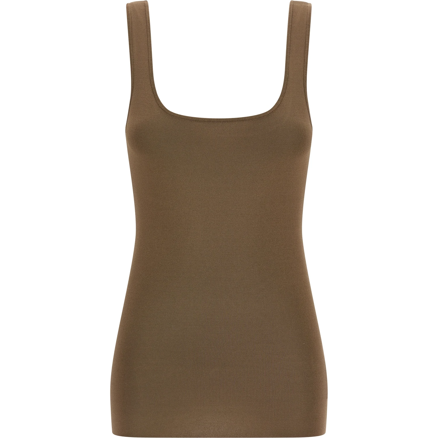 Brown Viscose Sleeveles T-Shirt