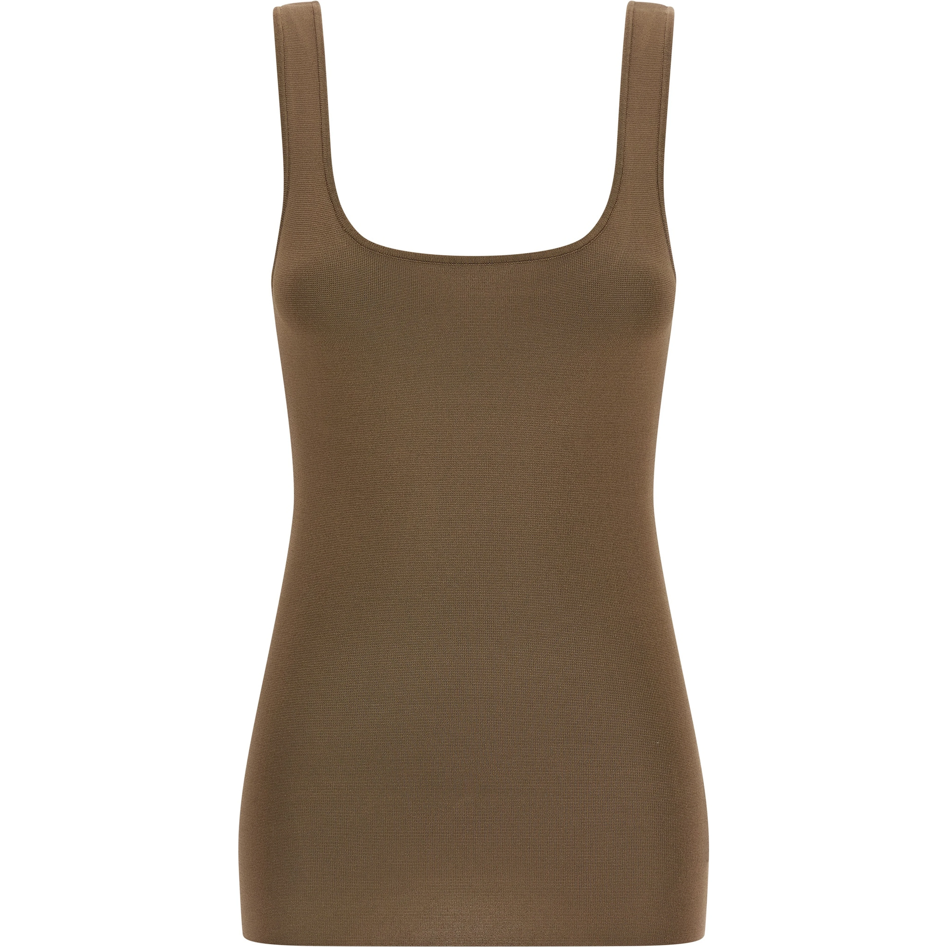 Brown Viscose Sleeveles T-Shirt