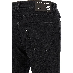 Black Cotton Cropped Jeans