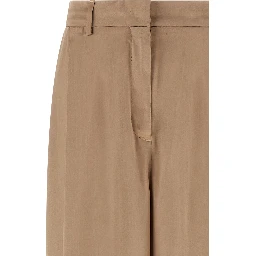 Beige Viscose Casual Pants