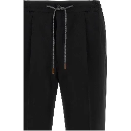 Black Virgin Wool Casual Pants