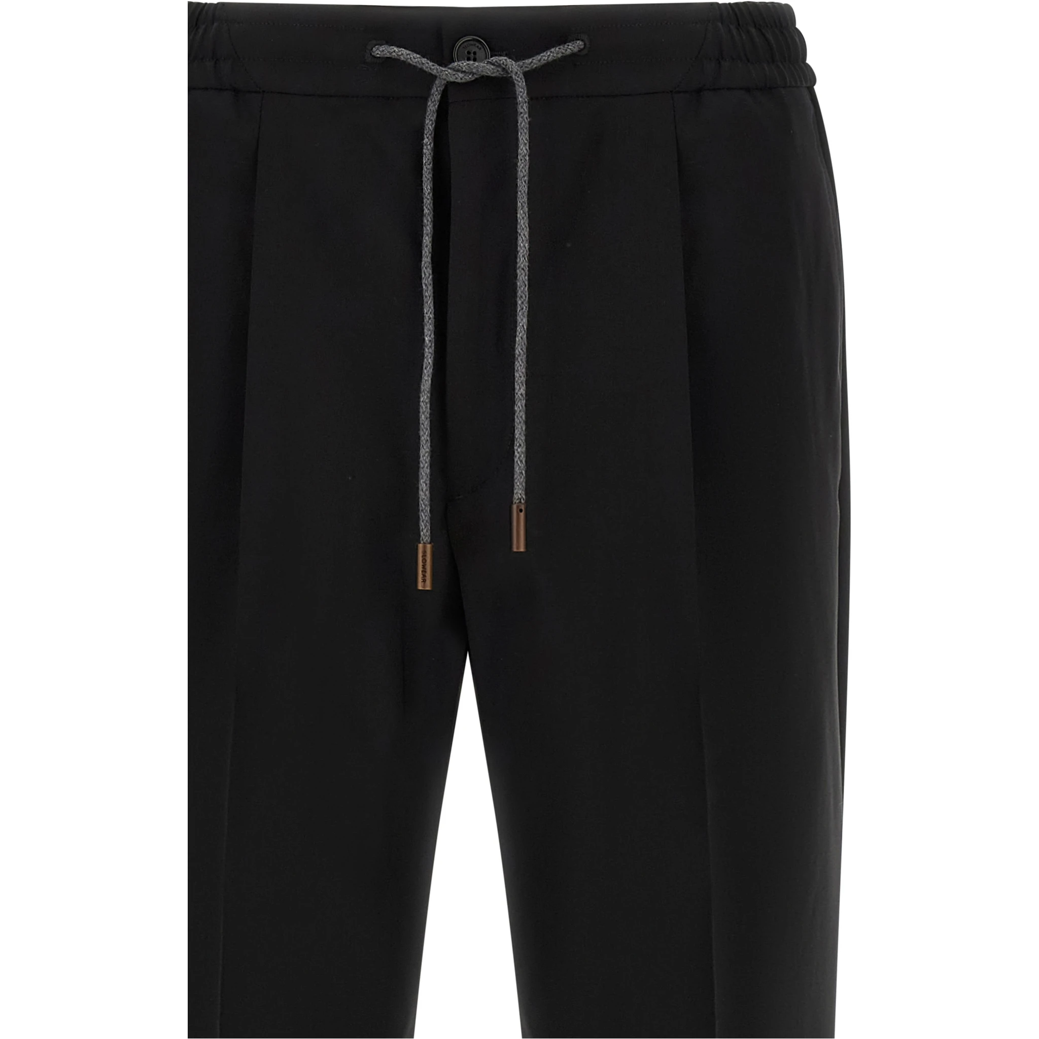 Black Virgin Wool Casual Pants