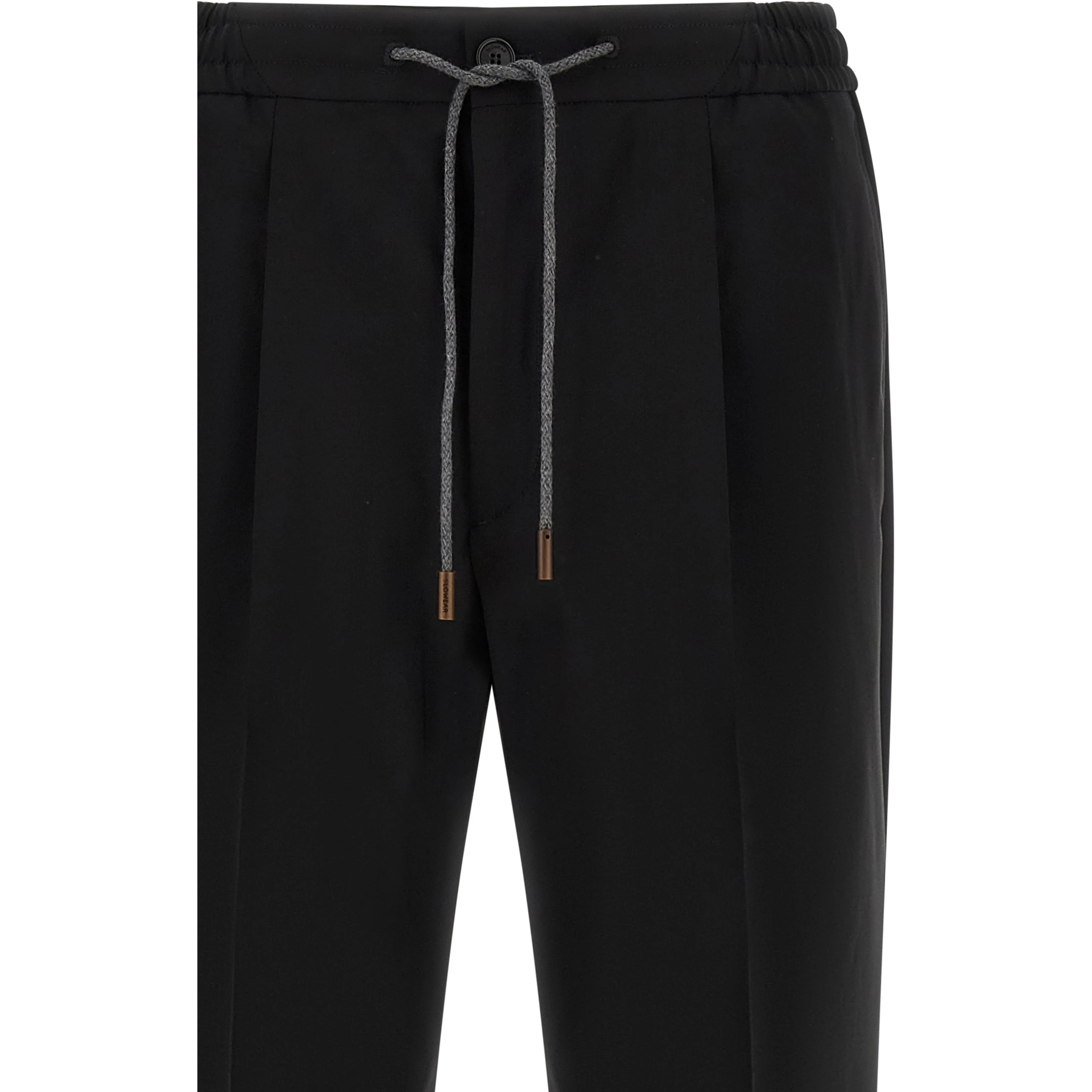 Black Virgin Wool Casual Pants