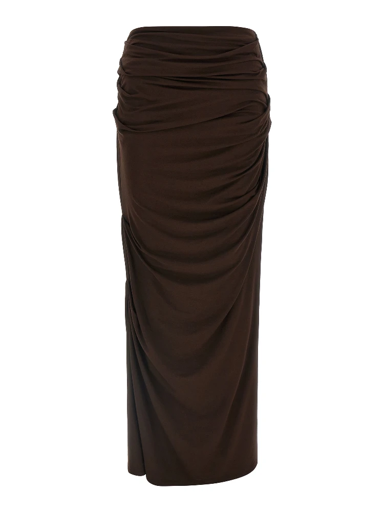 Brown Viscose Mini Skirt