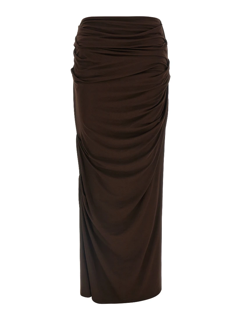 Brown Viscose Mini Skirt