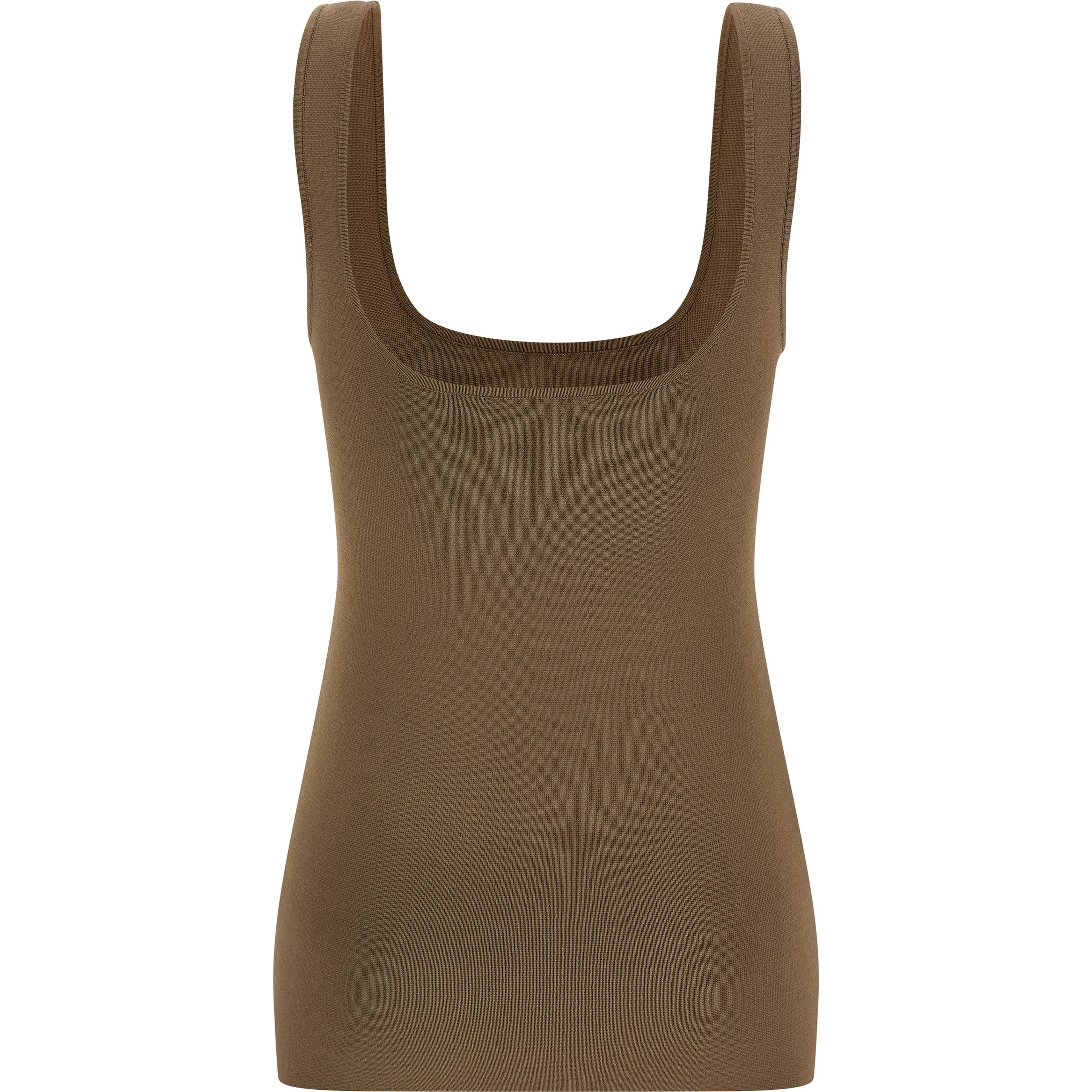 Brown Viscose Sleeveles T-Shirt