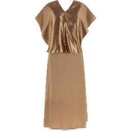Beige Viscose Midi Dress