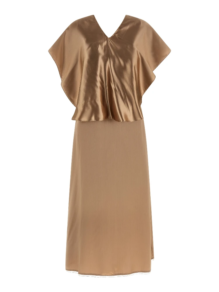 Beige Viscose Midi Dress