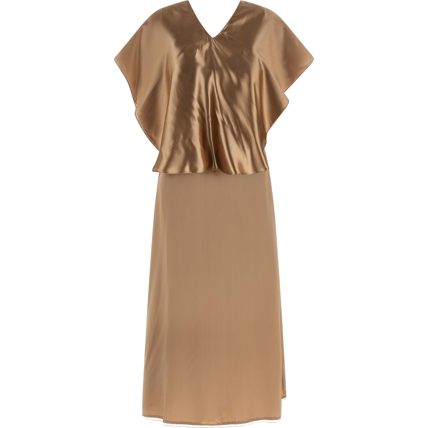 Beige Viscose Midi Dress