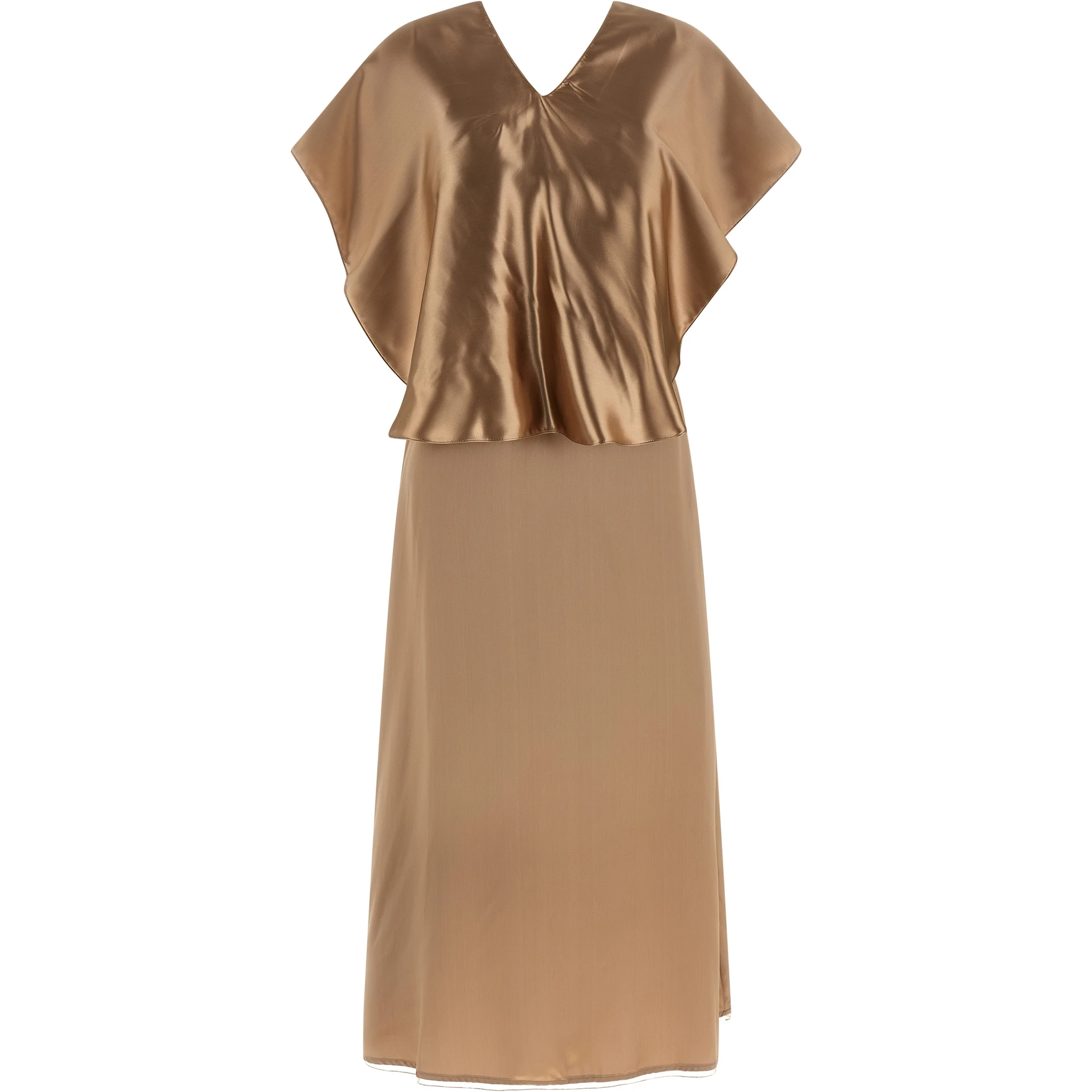 Beige Viscose Midi Dress