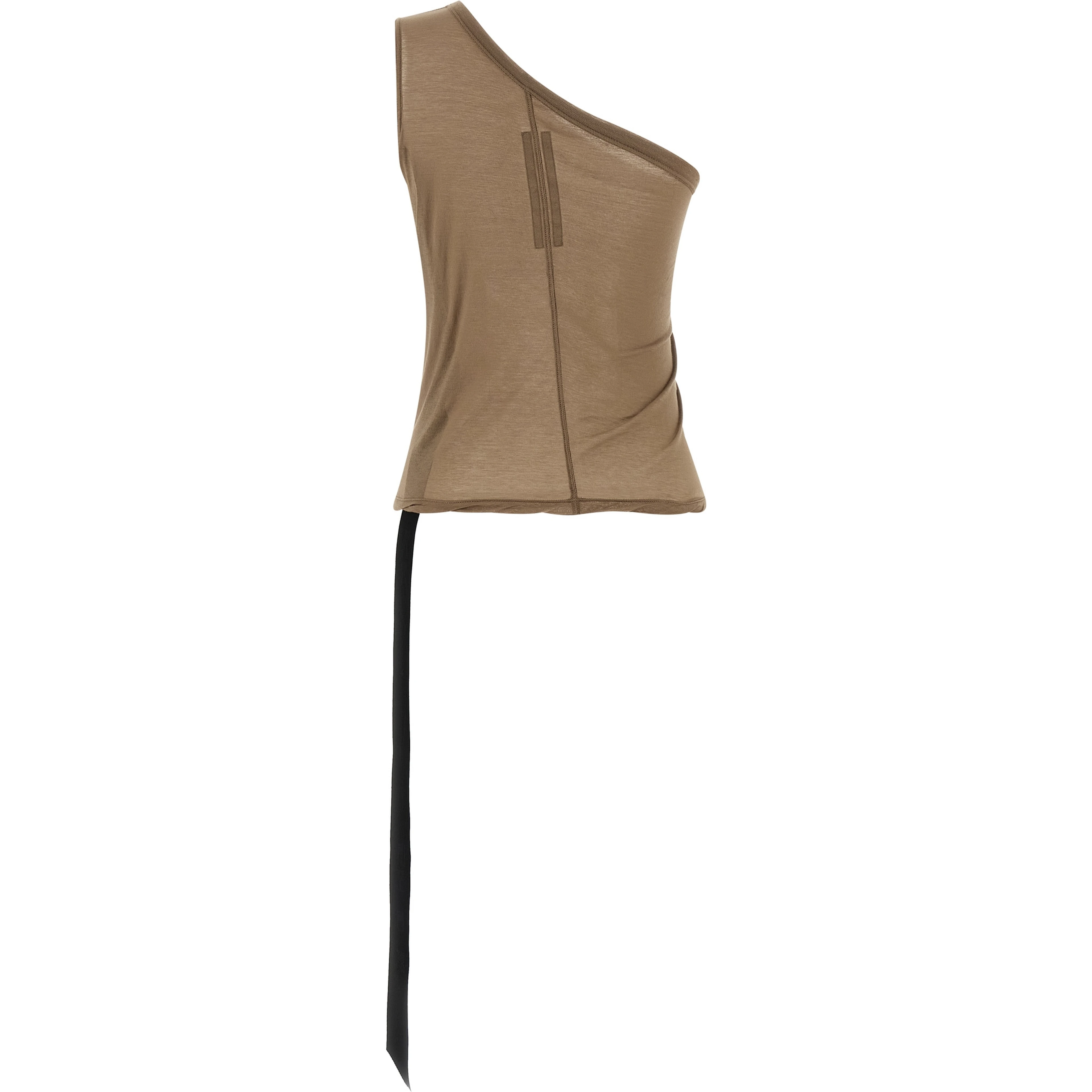 Beige Cotton Sleeveles T-Shirt