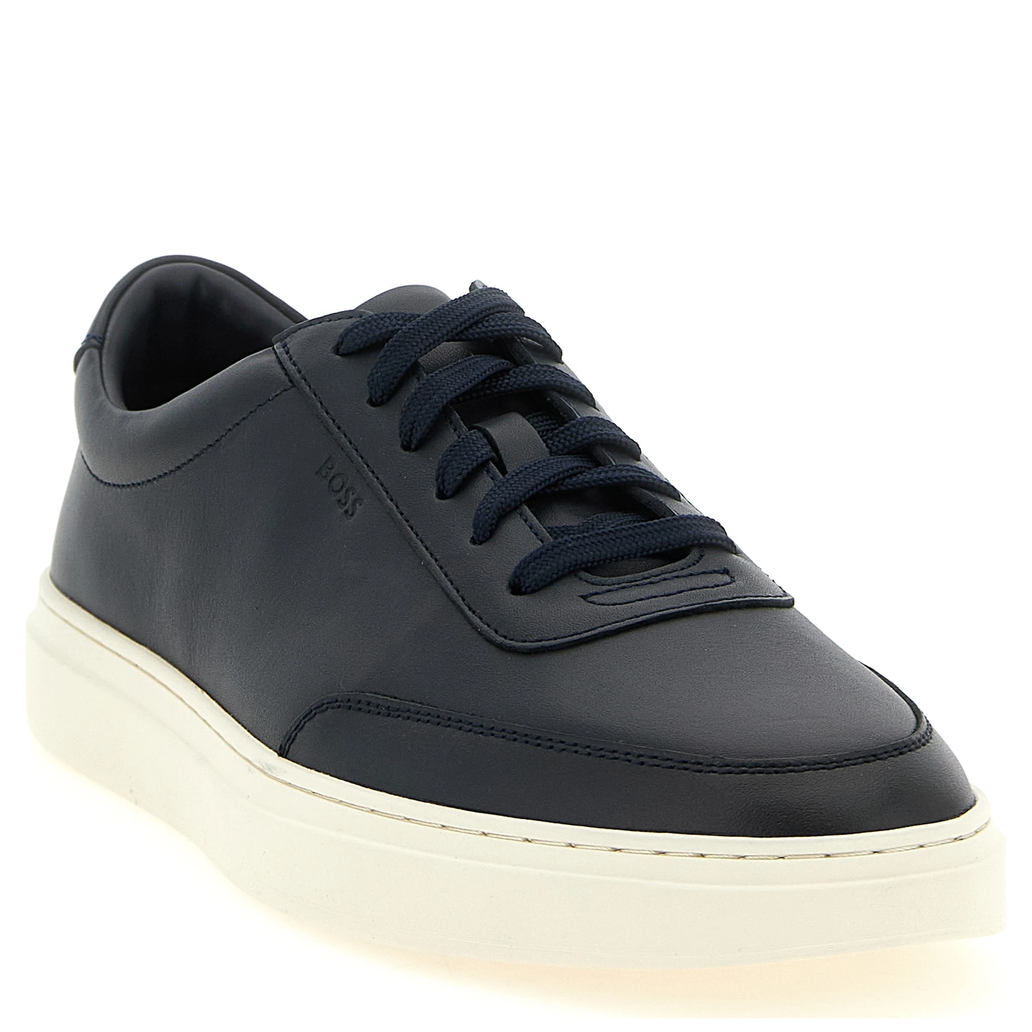 Blue Cowhide Low Top Sneakers