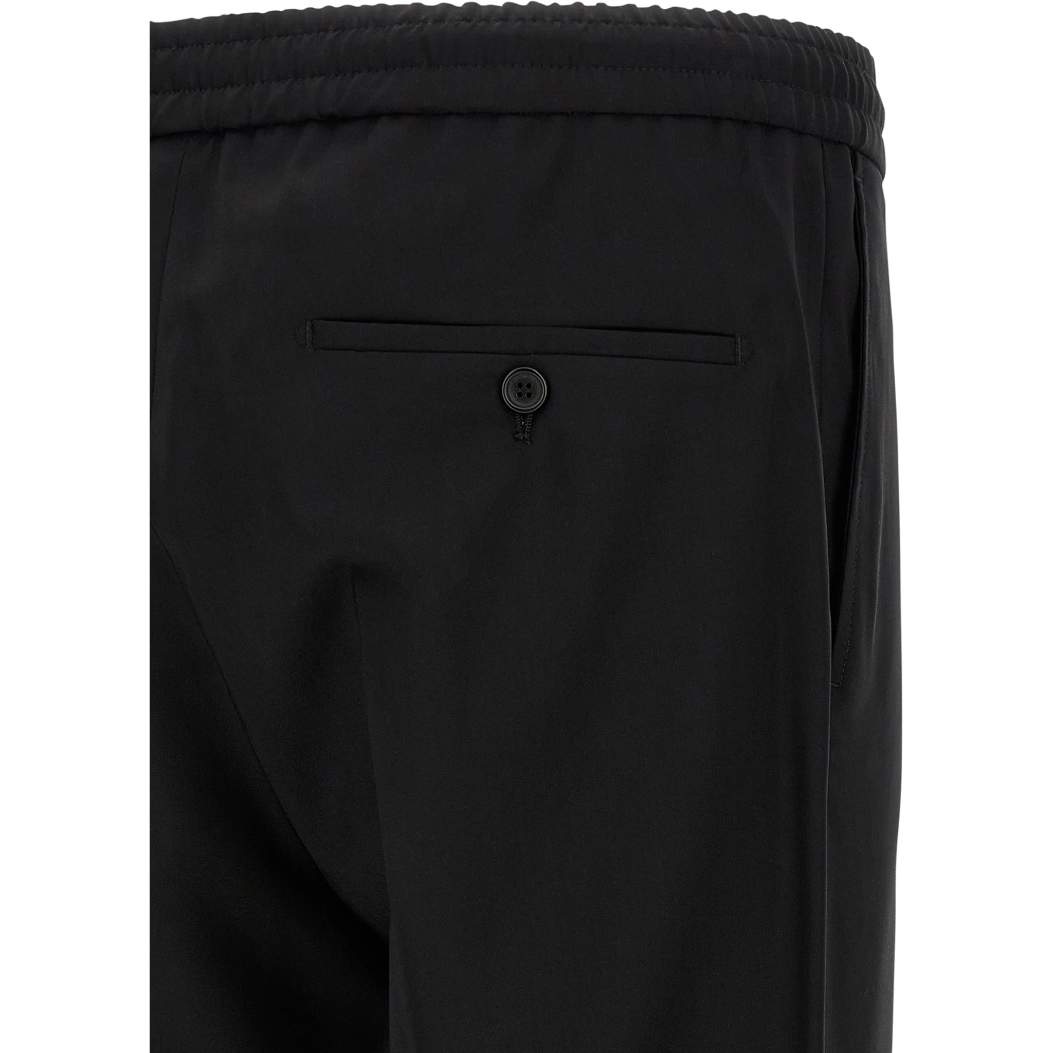 Black Virgin Wool Casual Pants