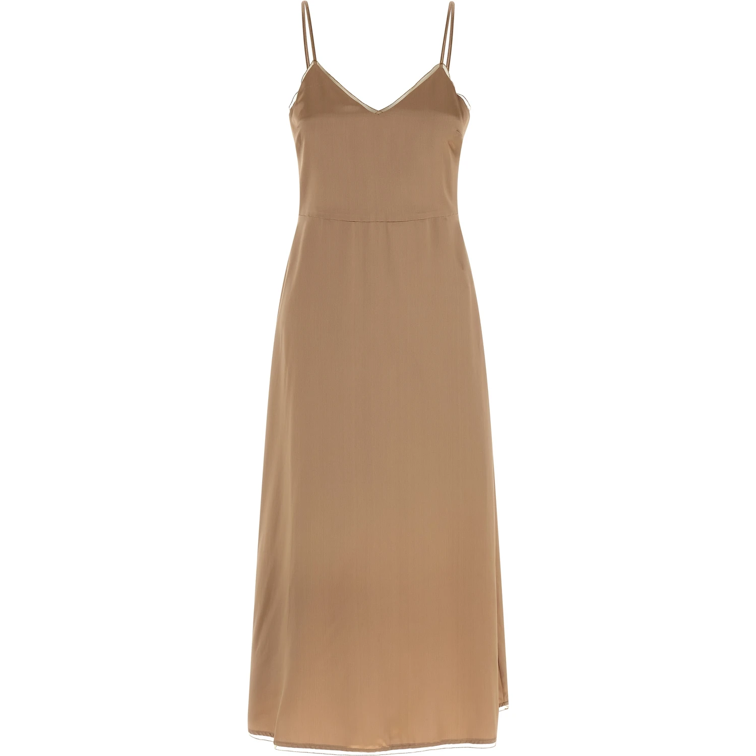 Beige Viscose Midi Dress