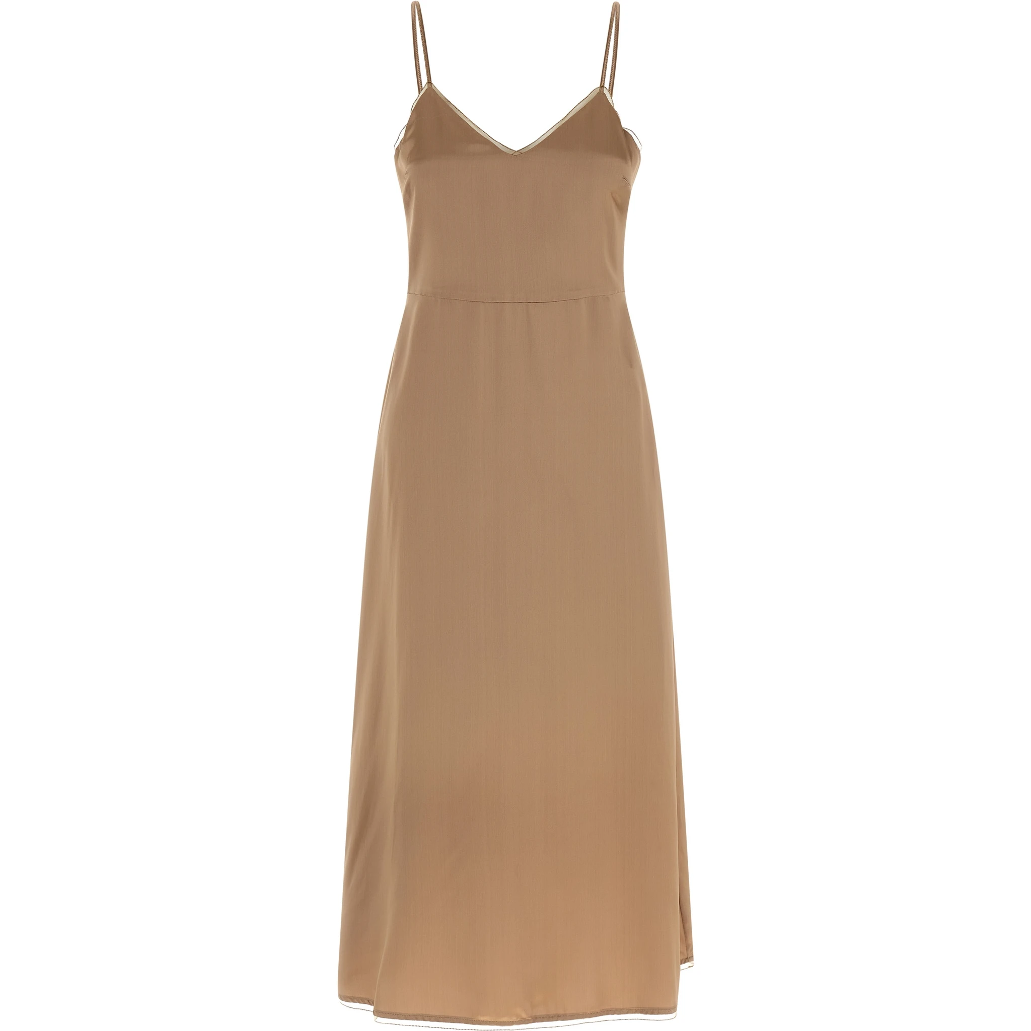 Beige Viscose Midi Dress